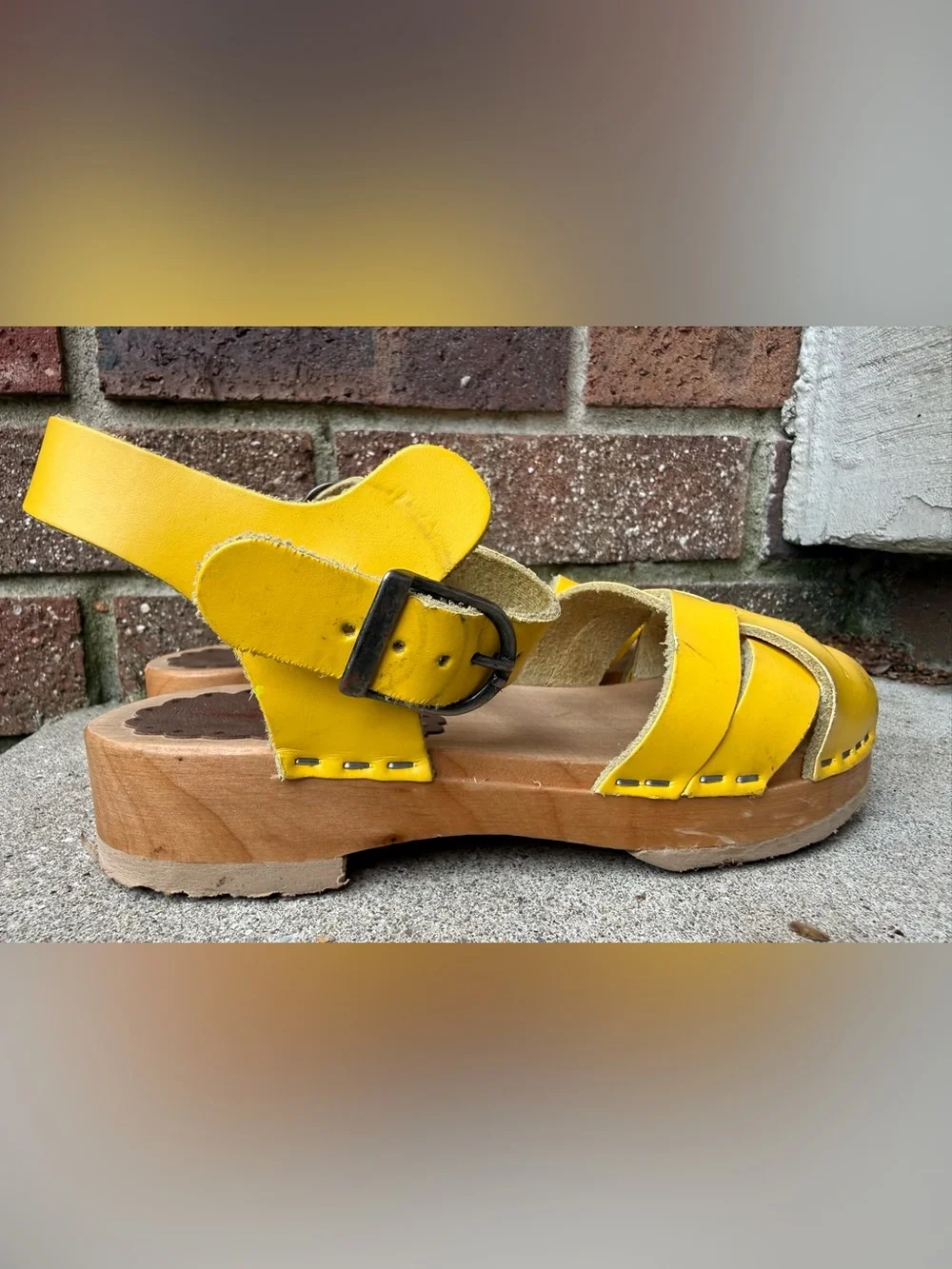 VTG Hanna Andersson Yellow Leather Women’s Slingback Sandals Size 29 EU Toddler